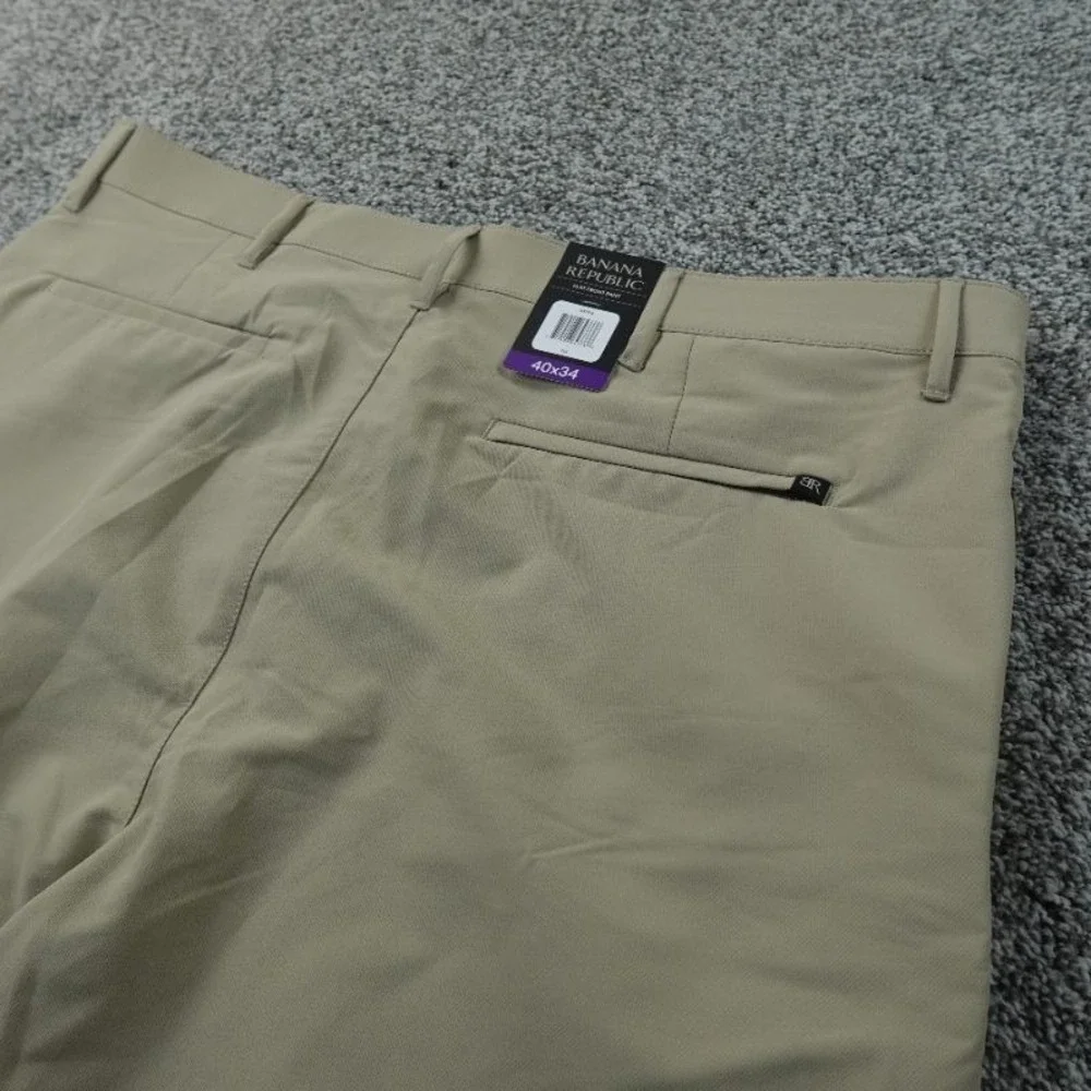 NEW Banana Republic Pants Mens 40X34 Beige Brown Flat Front‎ Chino Trouser Golf